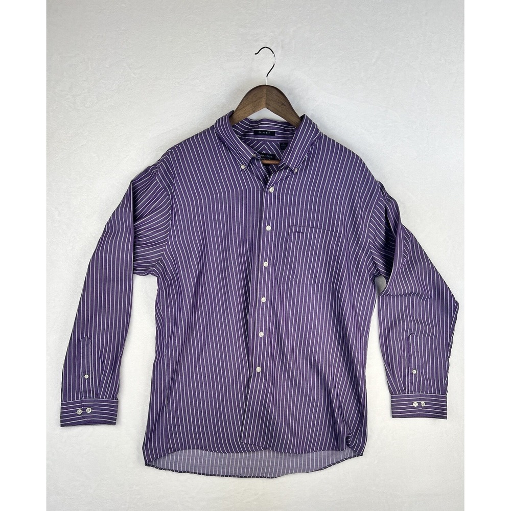 Van Heusen Shirt Mens XL Purple Striped Long‎ Sleeve Button Up